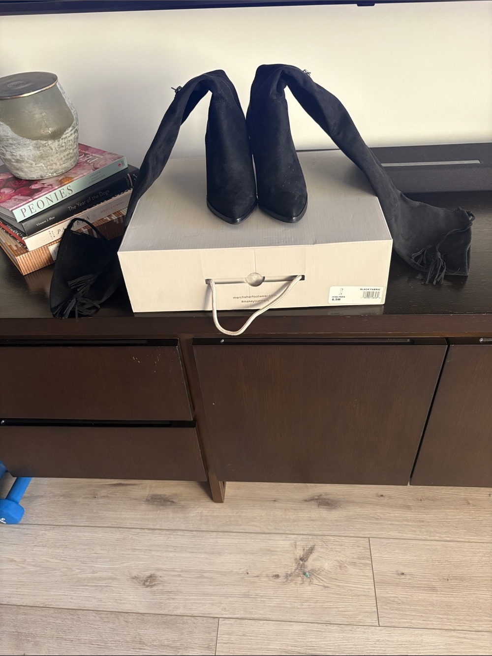 Marc Fisher Black Suede Over-the-Knee Pointed Toe Boots